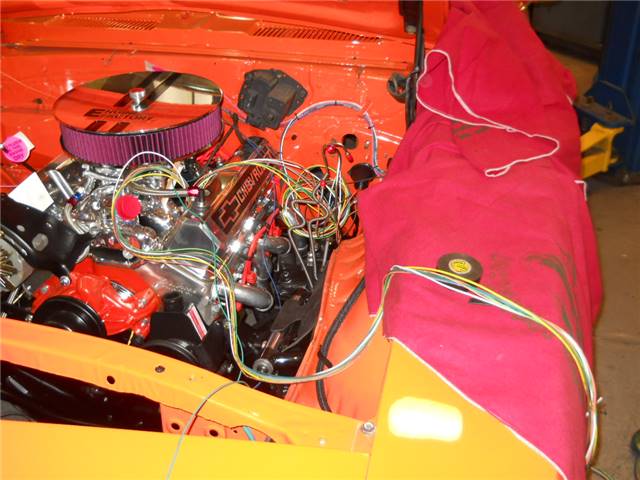 Wiring up the engine compartment using the American Autowire Kit.