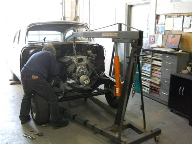 Ron setting up the engine mounts for the Big Block Chevy