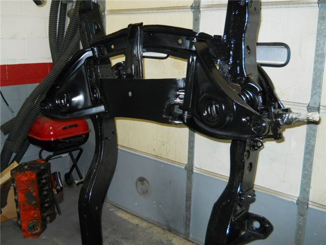 Bottom view of subframe repaired and painted.