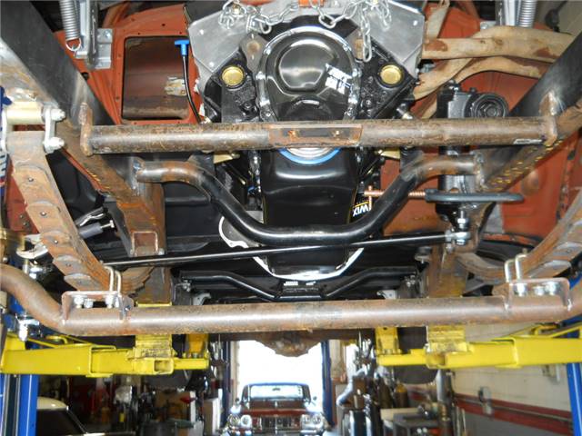 Mounting engine high enough to clear oil pan and getting the drag link as straight as possible.