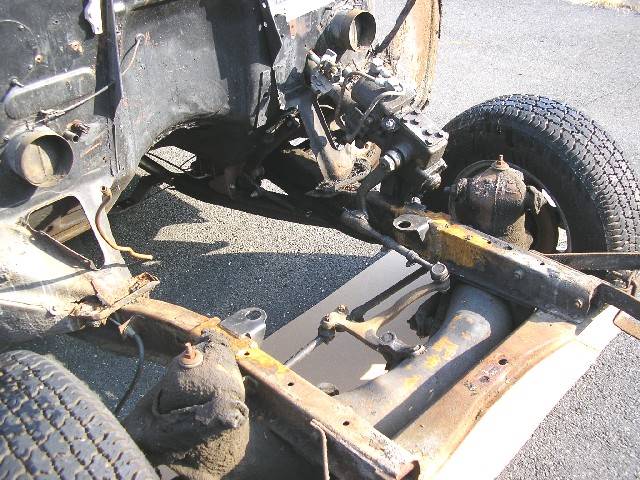 Mocking up the small block Chevy motor mounts.